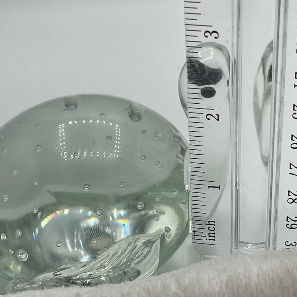 West Elm: Hand Blown Sea Turtle Clear Glass Paperweight with Bullicante Bubbles